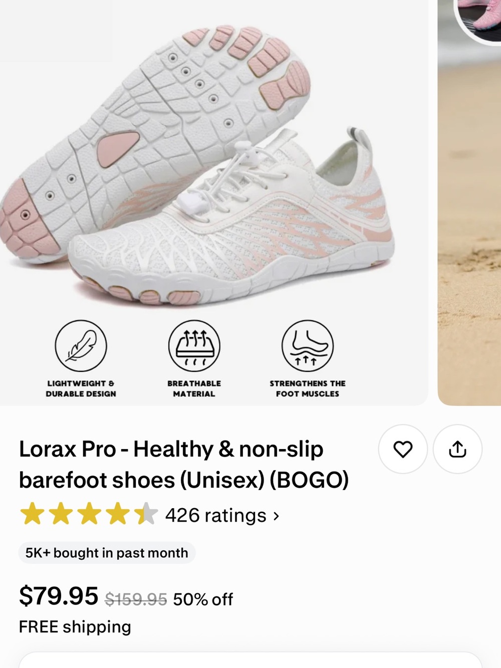 White Sneakers with Light Peach Accents barefoot shoes